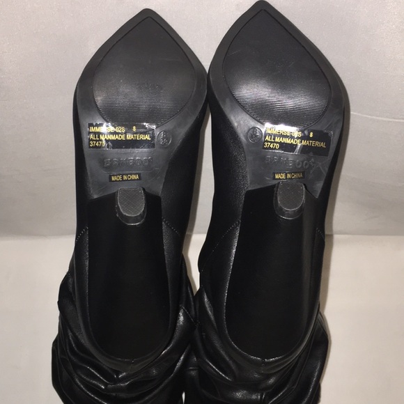 New Women's Black Slouchy Block Heeled Tall Boots - Picture 5 of 7